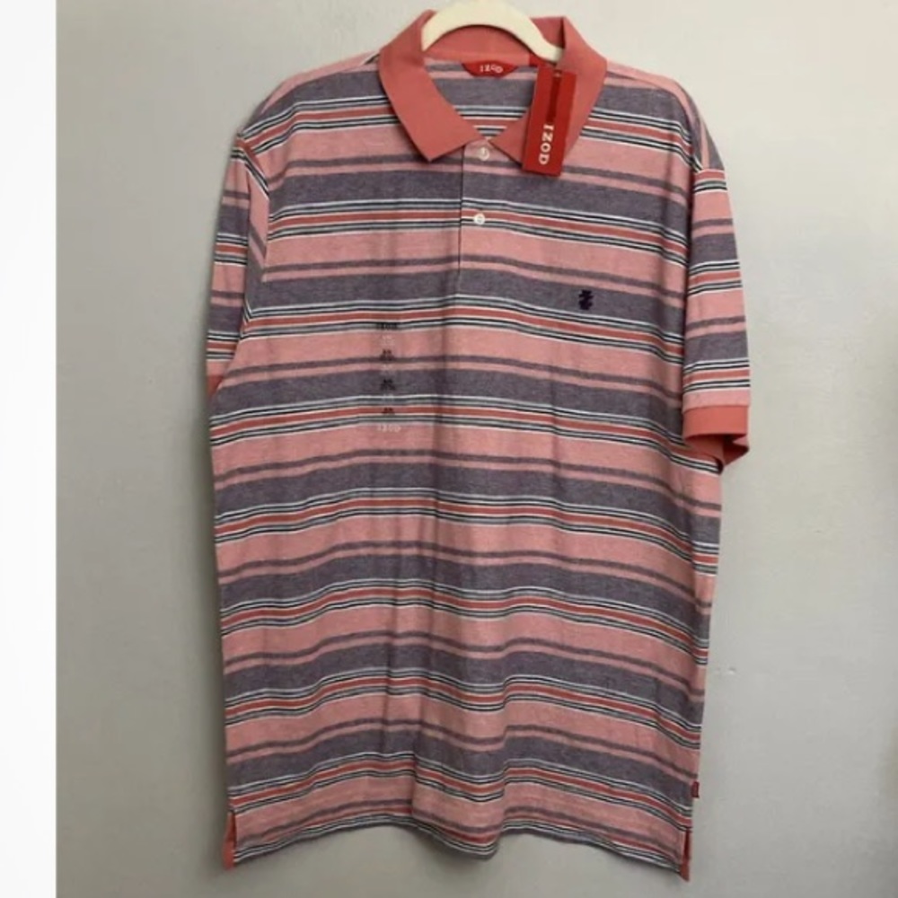 5-10 Izod Men’s Polo Shirt Stripe XL NWT 100% Cotton
